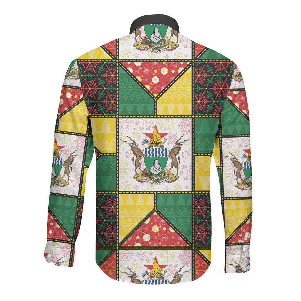 Zimbabwe Christmas Long Sleeve Button Shirt Patchwork Style