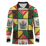 Zimbabwe Christmas Long Sleeve Polo Shirt Patchwork Style