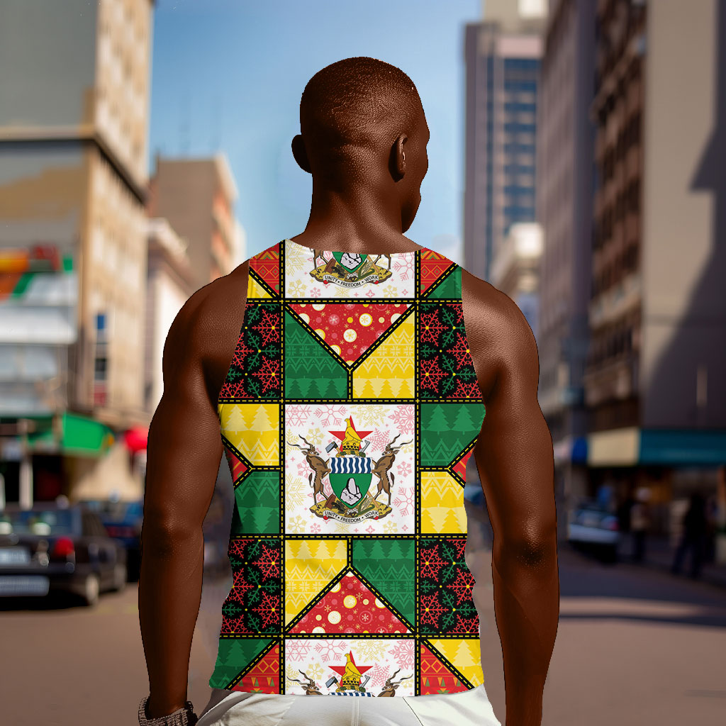 Zimbabwe Christmas Men Tank Top Patchwork Style
