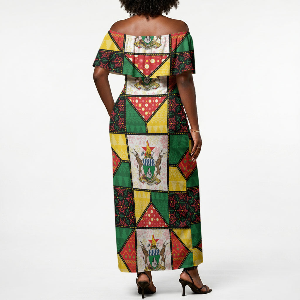 Zimbabwe Christmas Off Shoulder Maxi Dress Patchwork Style