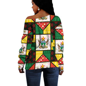 Zimbabwe Christmas Off Shoulder Sweater Patchwork Style