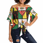 Zimbabwe Christmas Off Shoulder Wrap Waist Top Patchwork Style