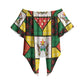 Zimbabwe Christmas Off Shoulder Wrap Waist Top Patchwork Style