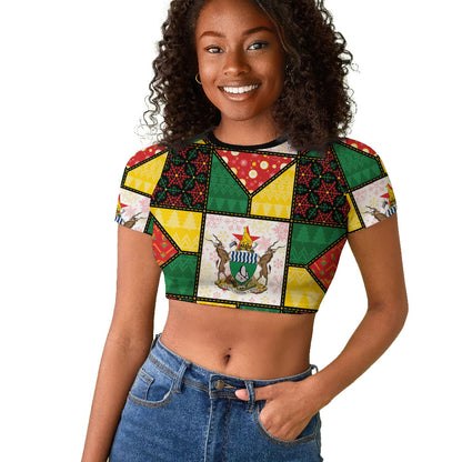 Zimbabwe Christmas Raglan Cropped T shirt Patchwork Style