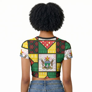 Zimbabwe Christmas Raglan Cropped T shirt Patchwork Style