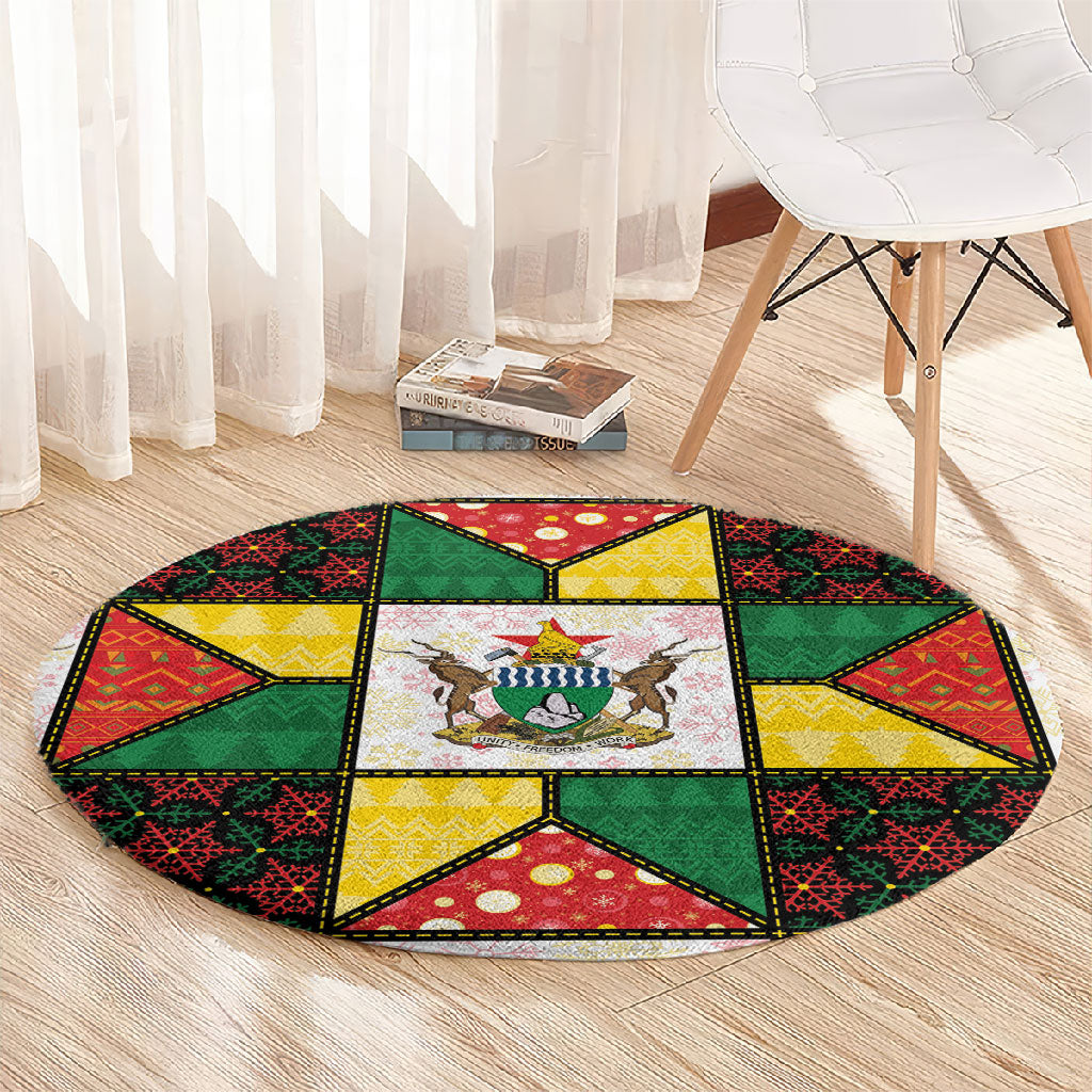 Zimbabwe Christmas Round Carpet Patchwork Style