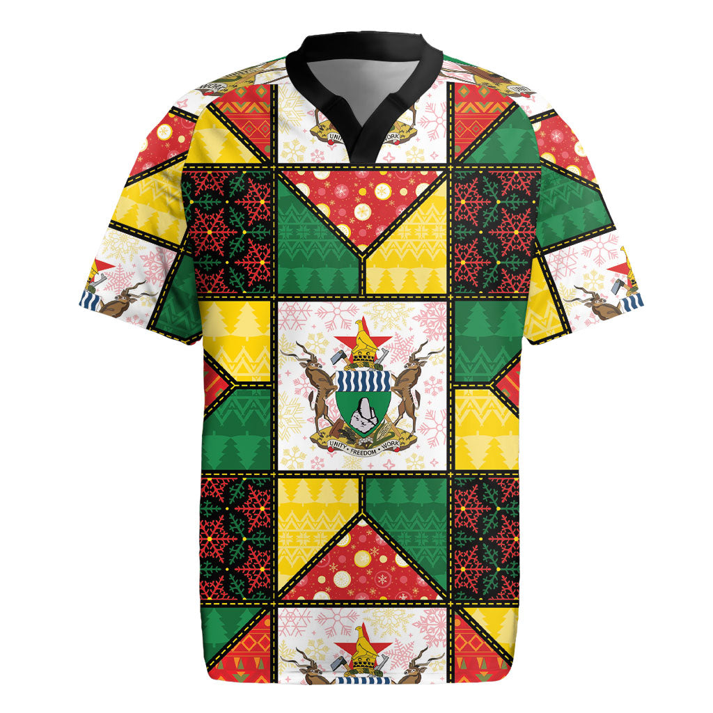 Zimbabwe Christmas Rugby Jersey Patchwork Style