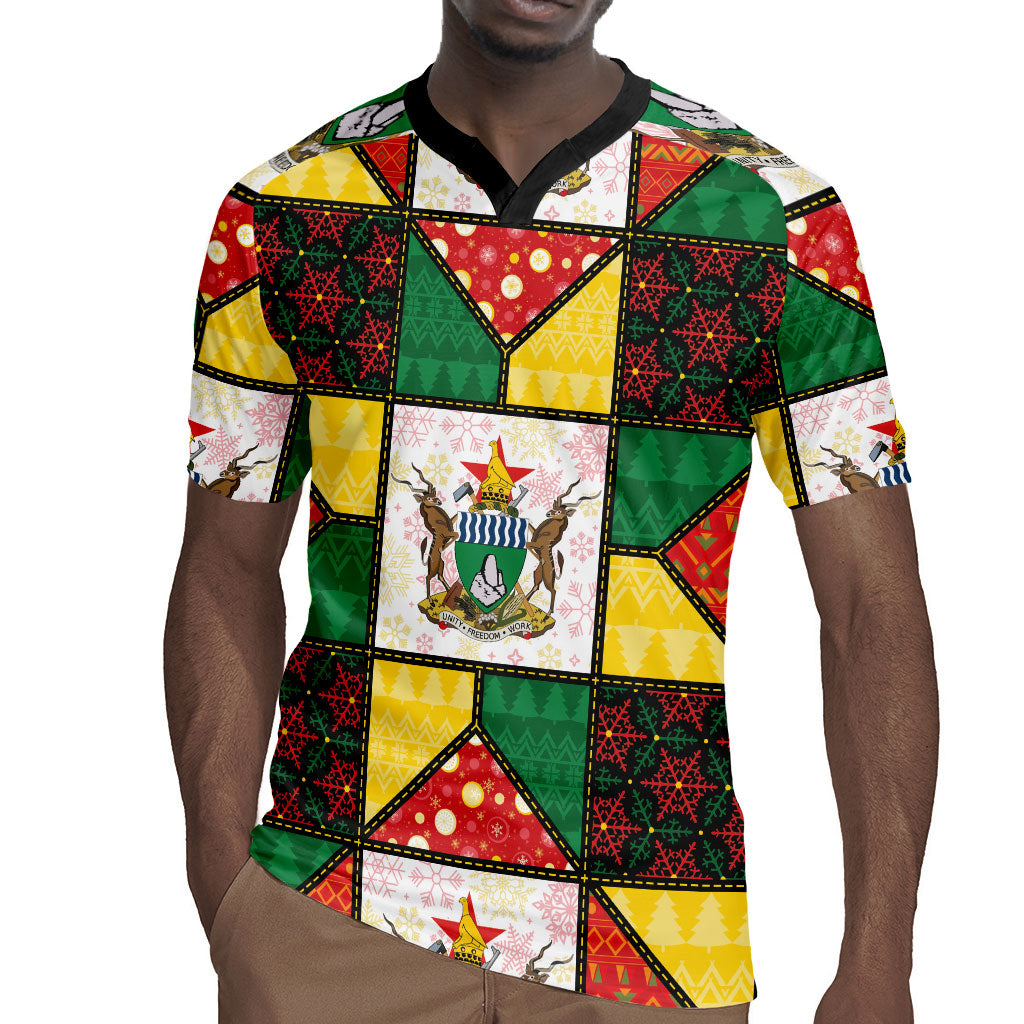 Zimbabwe Christmas Rugby Jersey Patchwork Style