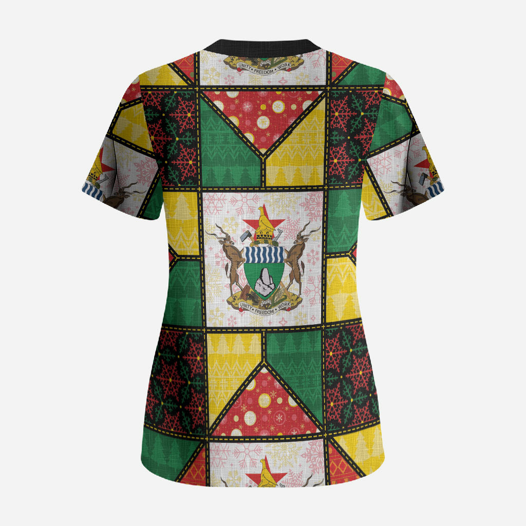 Zimbabwe Christmas Scrub Top Patchwork Style