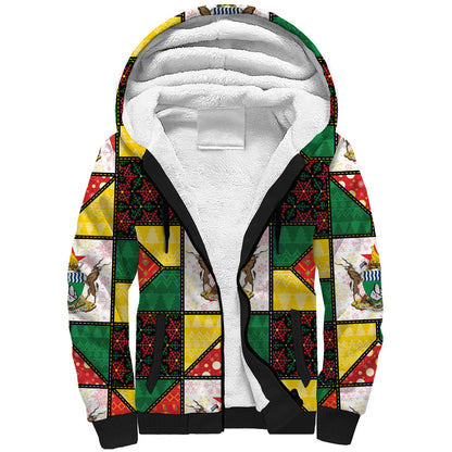 Zimbabwe Christmas Sherpa Hoodie Patchwork Style
