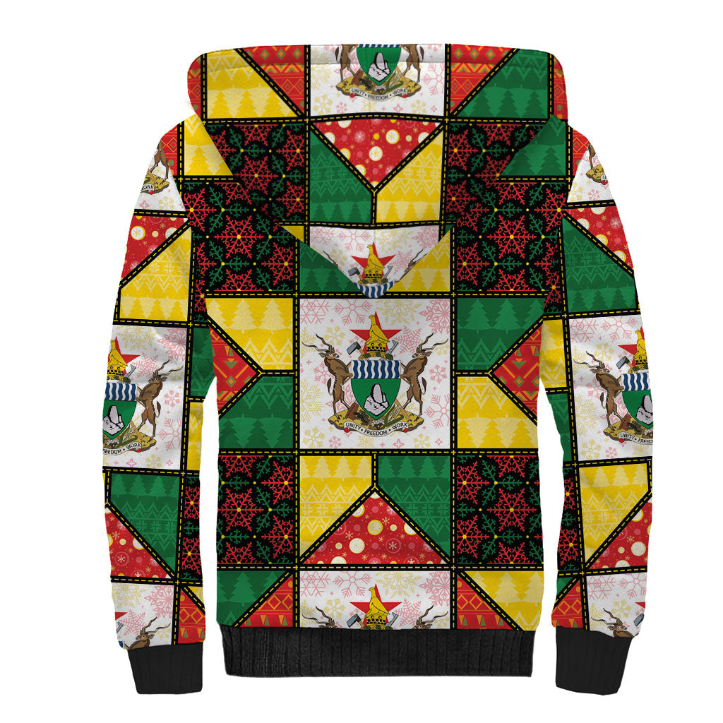 Zimbabwe Christmas Sherpa Hoodie Patchwork Style