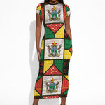 Zimbabwe Christmas Short Sleeve Bodycon Dress Patchwork Style