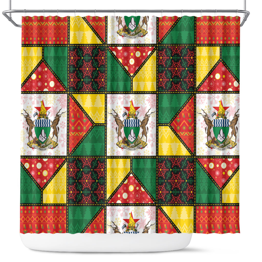 Zimbabwe Christmas Shower Curtain Patchwork Style