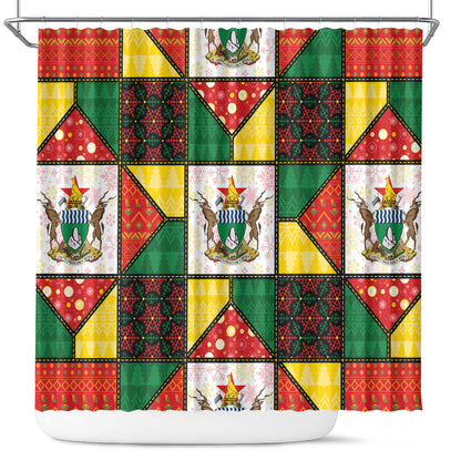 Zimbabwe Christmas Shower Curtain Patchwork Style