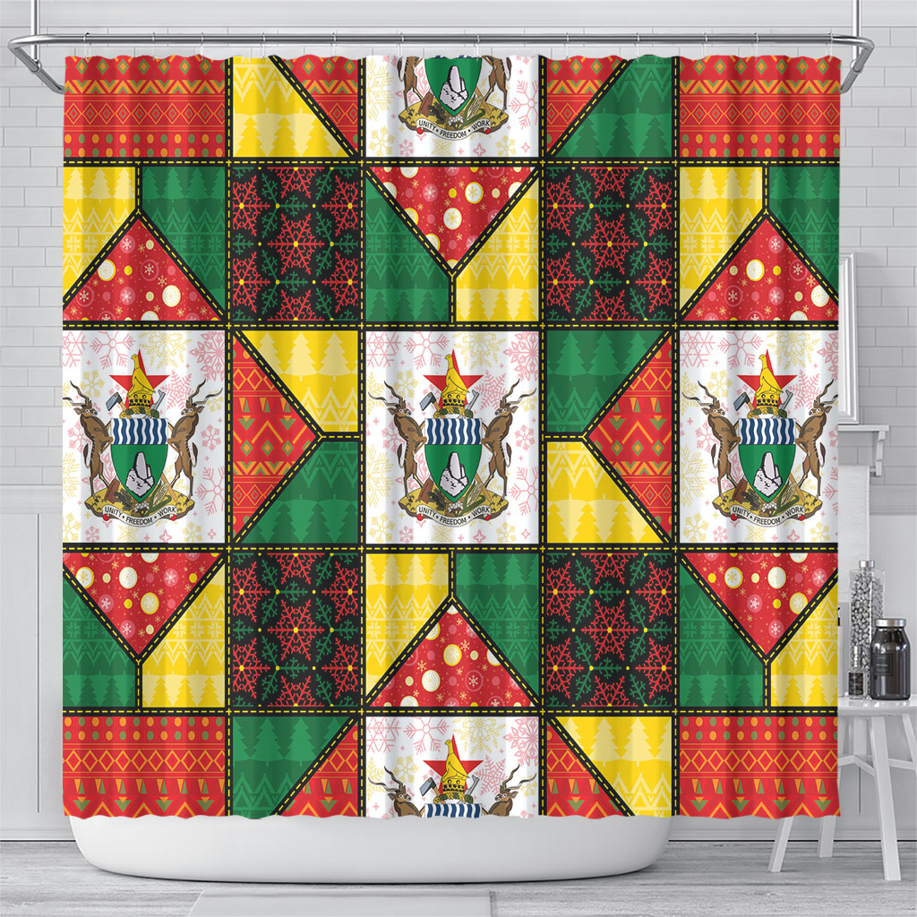 Zimbabwe Christmas Shower Curtain Patchwork Style