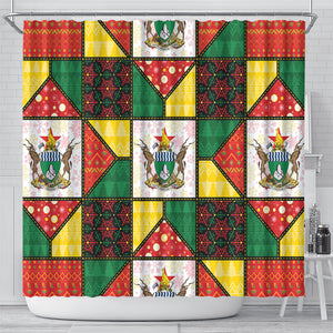 Zimbabwe Christmas Shower Curtain Patchwork Style