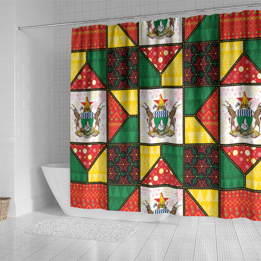 Zimbabwe Christmas Shower Curtain Patchwork Style