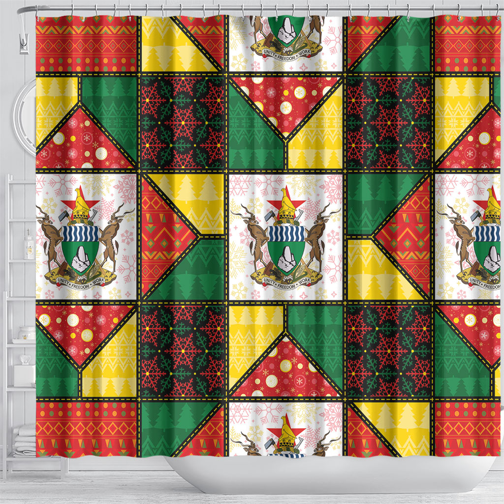 Zimbabwe Christmas Shower Curtain Patchwork Style