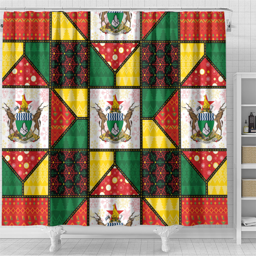 Zimbabwe Christmas Shower Curtain Patchwork Style