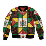 Zimbabwe Christmas Sleeve Zip Bomber Jacket Patchwork Style