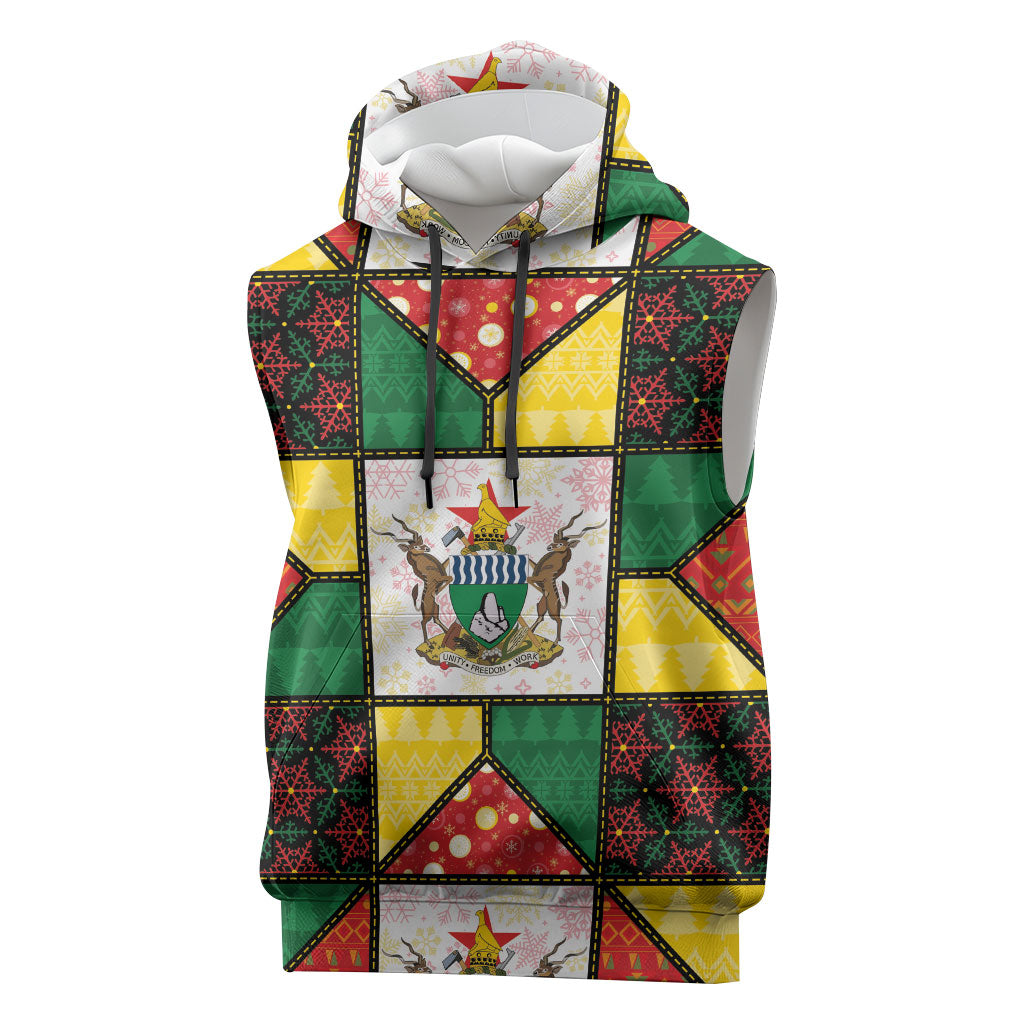 Zimbabwe Christmas Sleeveless Hoodie Patchwork Style