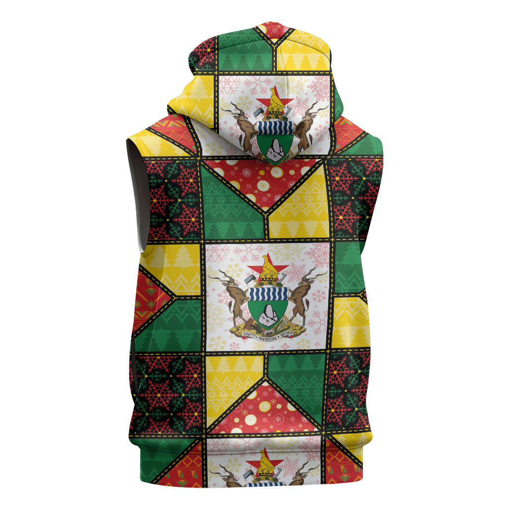 Zimbabwe Christmas Sleeveless Hoodie Patchwork Style
