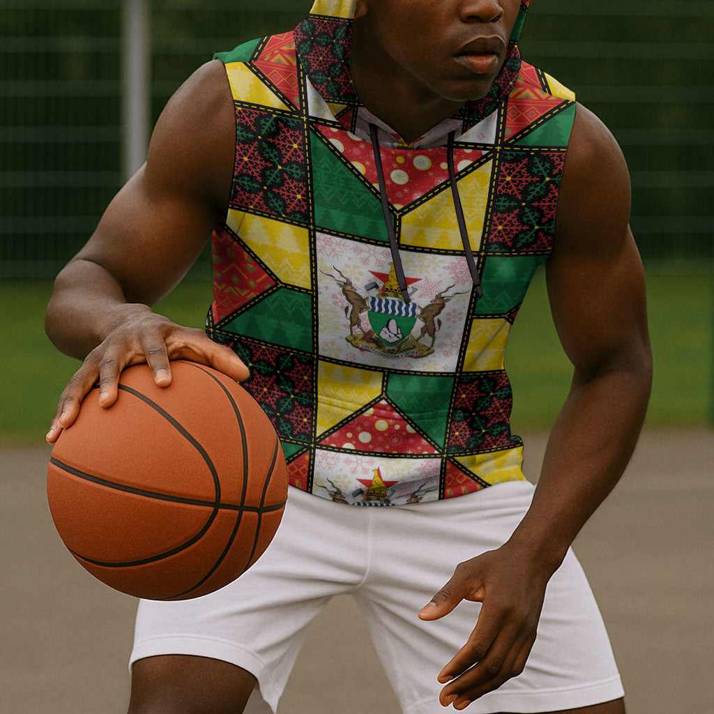 Zimbabwe Christmas Sleeveless Hoodie Patchwork Style