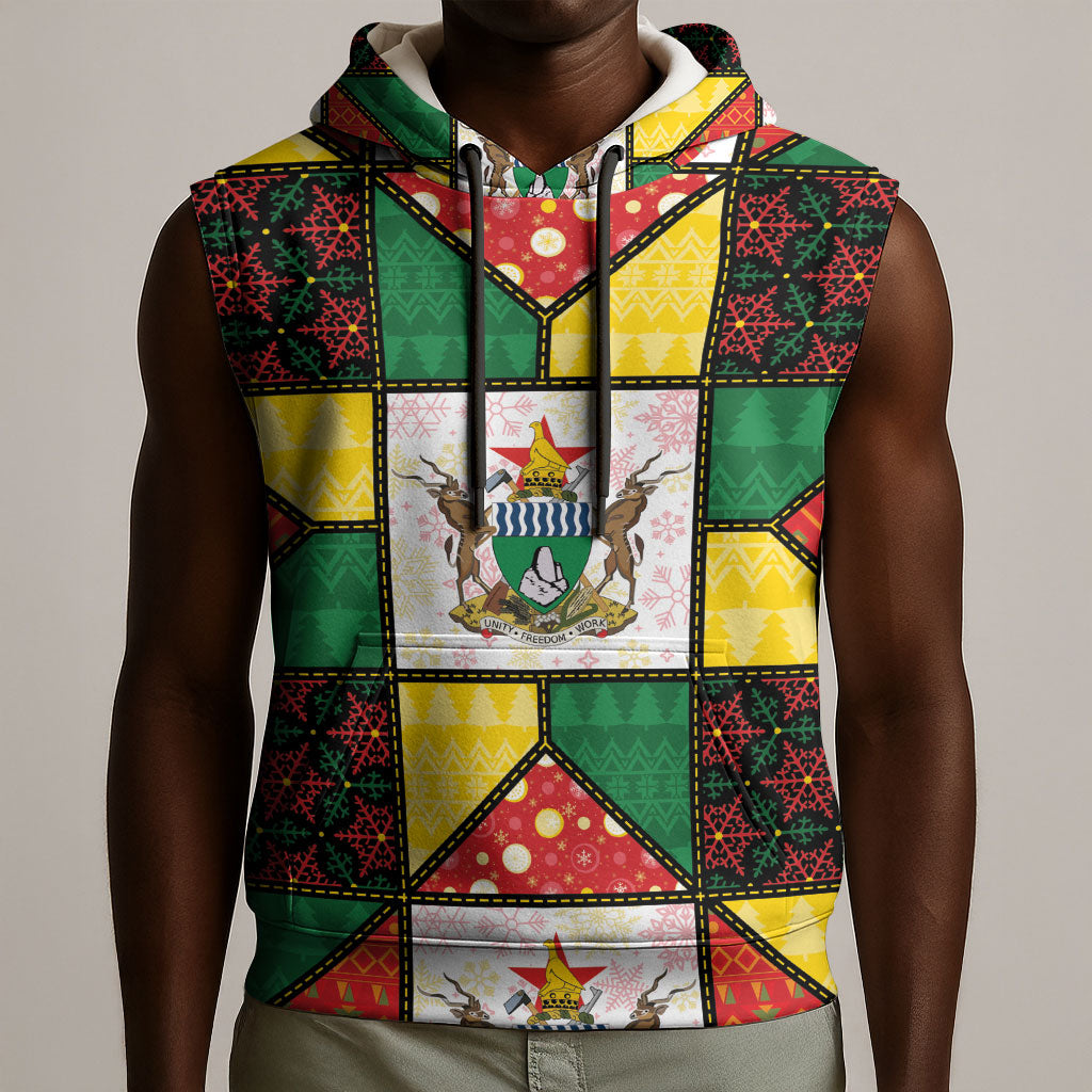 Zimbabwe Christmas Sleeveless Hoodie Patchwork Style