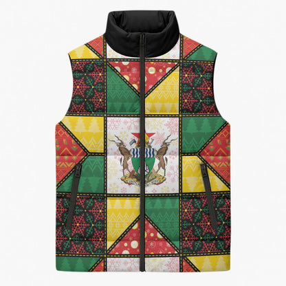 Zimbabwe Christmas Sleeveless Puffer Jacket Patchwork Style