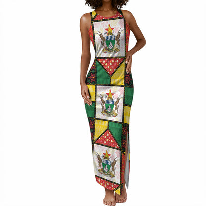 Zimbabwe Christmas Tank Maxi Dress Patchwork Style