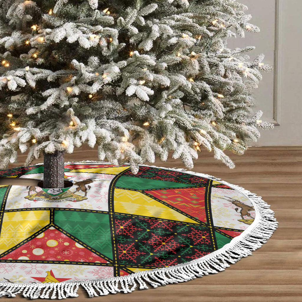 Zimbabwe Christmas Tree Skirt Patchwork Style