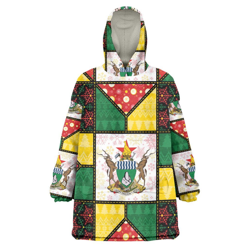 Zimbabwe Christmas Wearable Blanket Hoodie Patchwork Style