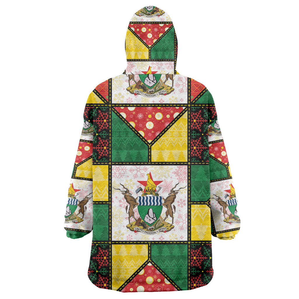 Zimbabwe Christmas Wearable Blanket Hoodie Patchwork Style