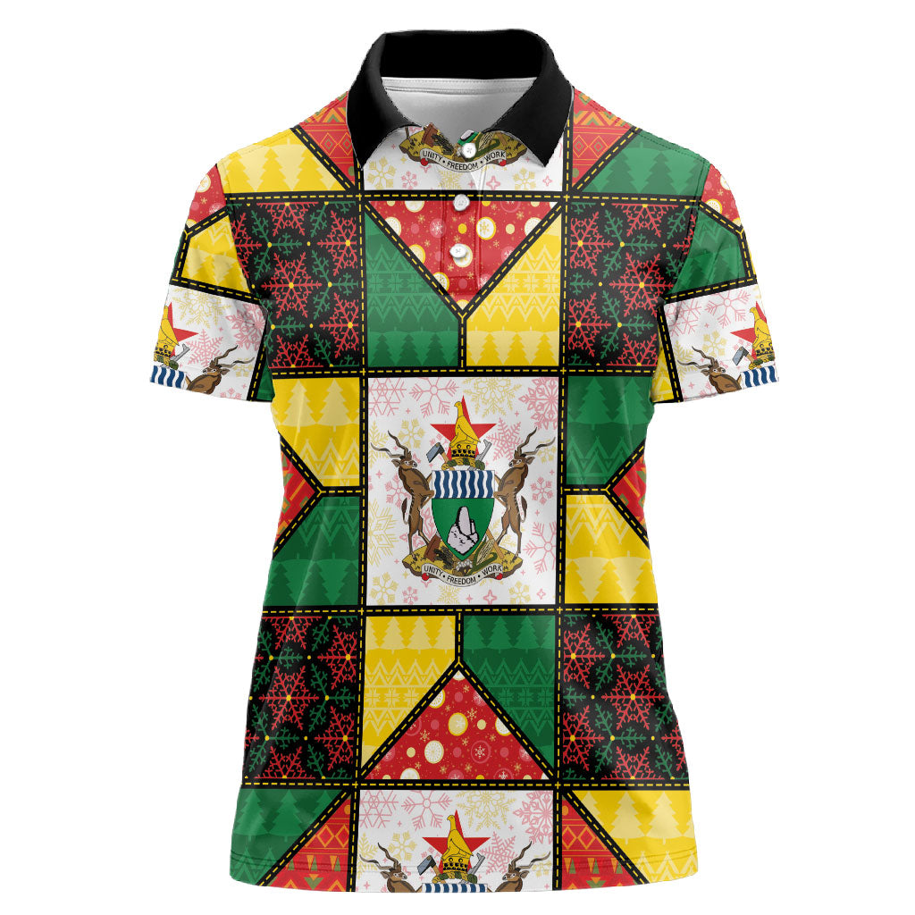 Zimbabwe Christmas Women Polo Shirt Patchwork Style