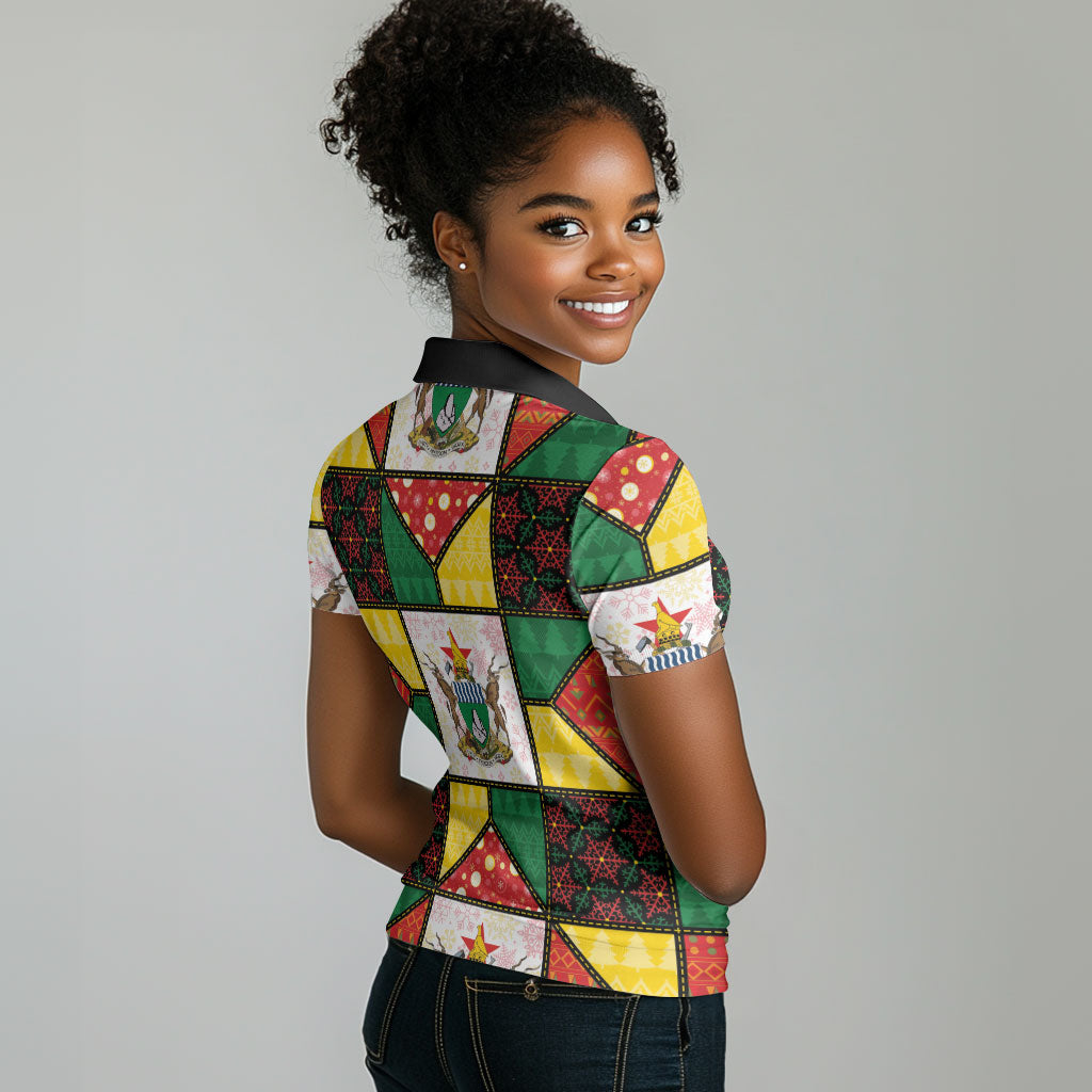 Zimbabwe Christmas Women Polo Shirt Patchwork Style