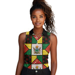 Zimbabwe Christmas Women Sleeveless Polo Shirt Patchwork Style