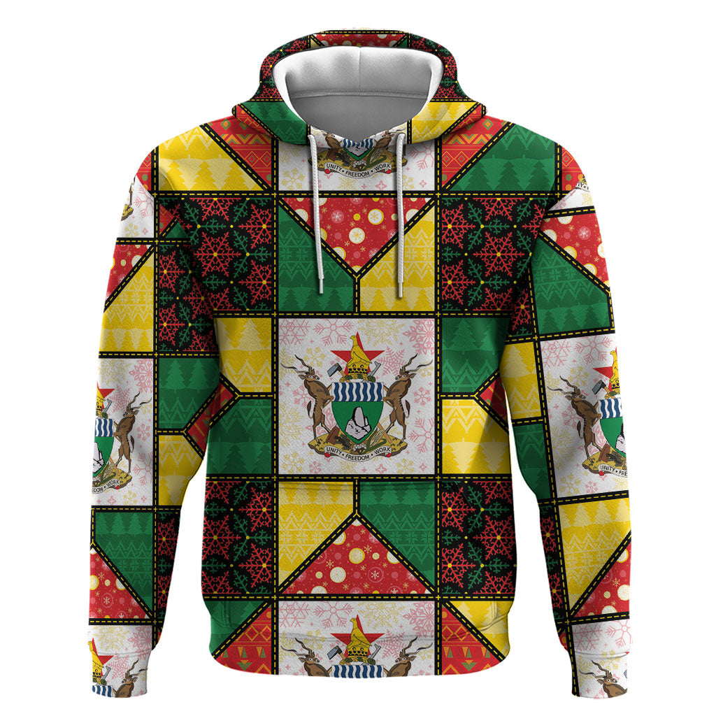 Zimbabwe Christmas Zip Hoodie Patchwork Style