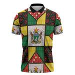 Zimbabwe Christmas Zipper Polo Shirt Patchwork Style