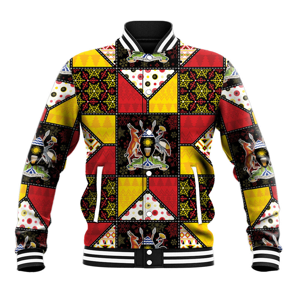 Uganda Christmas Baseball Jacket Patchwork Style