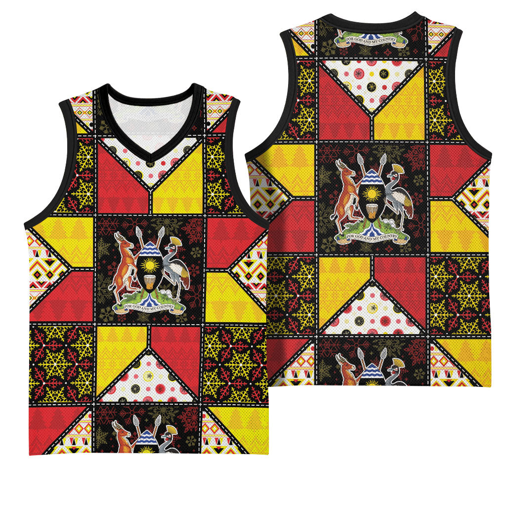 Uganda Christmas Basketball Jersey Patchwork Style