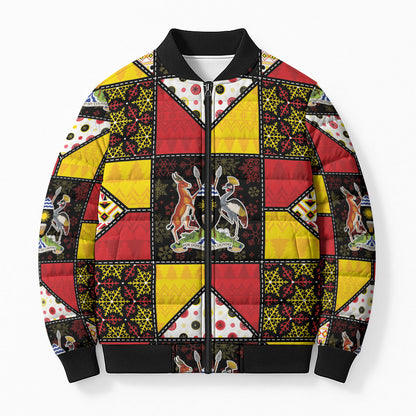Uganda Christmas Bomber Puffer Jacket Patchwork Style