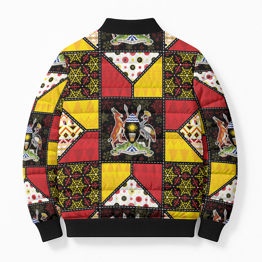 Uganda Christmas Bomber Puffer Jacket Patchwork Style
