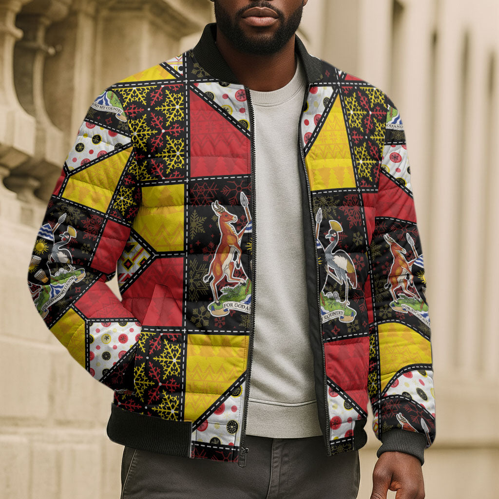 Uganda Christmas Bomber Puffer Jacket Patchwork Style