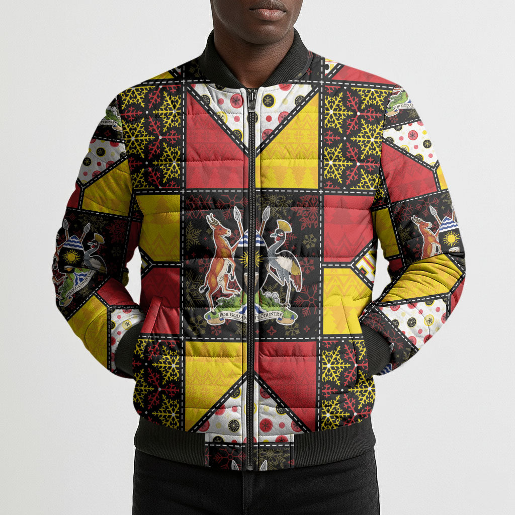 Uganda Christmas Bomber Puffer Jacket Patchwork Style