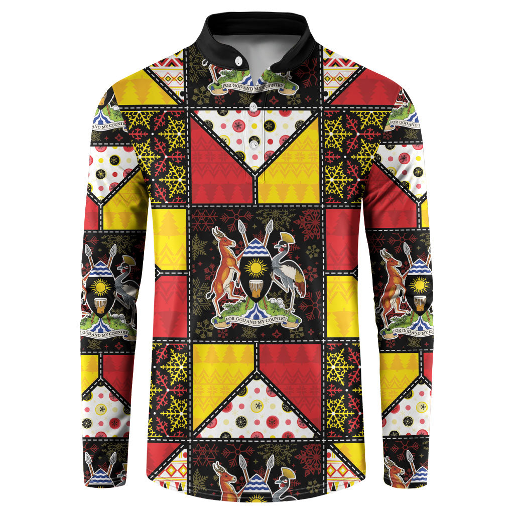 Uganda Christmas Button Sweatshirt Patchwork Style