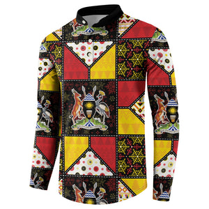 Uganda Christmas Button Sweatshirt Patchwork Style
