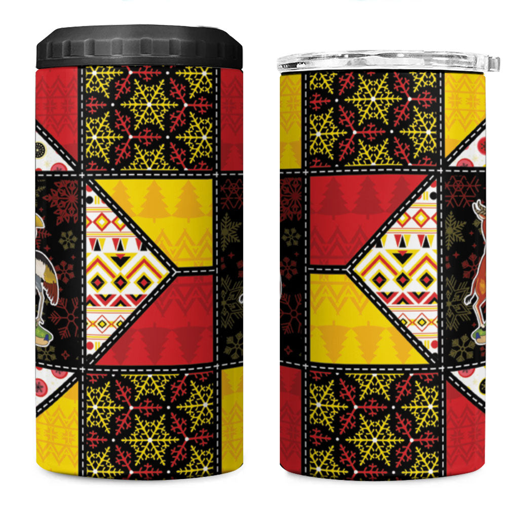 Uganda Christmas 4 in 1 Can Cooler Tumbler Patchwork Style