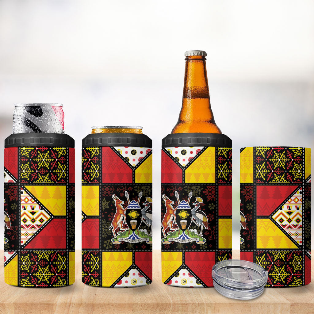 Uganda Christmas 4 in 1 Can Cooler Tumbler Patchwork Style