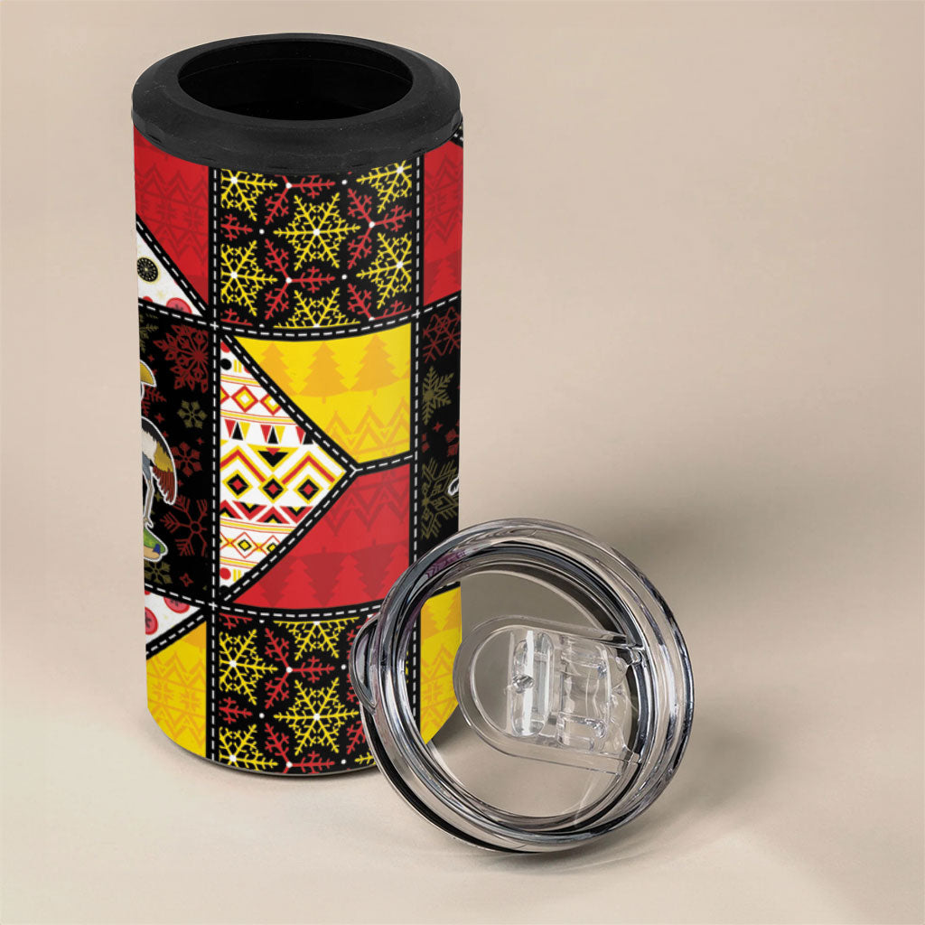 Uganda Christmas 4 in 1 Can Cooler Tumbler Patchwork Style