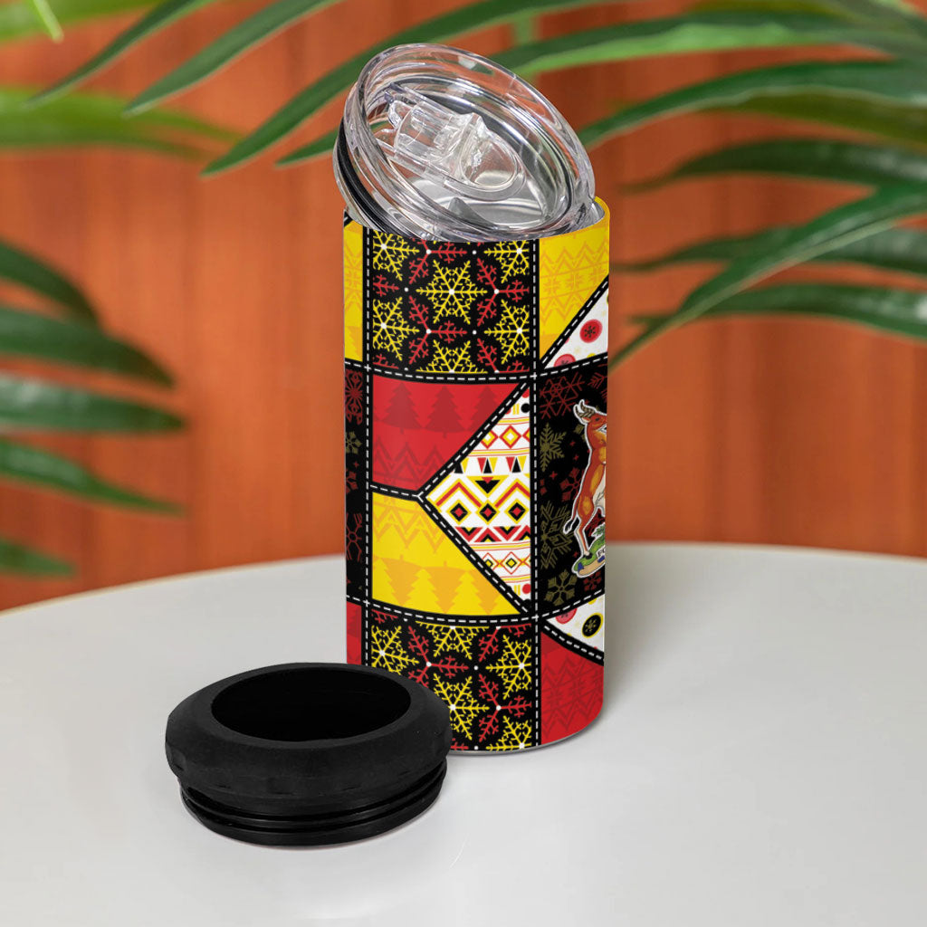 Uganda Christmas 4 in 1 Can Cooler Tumbler Patchwork Style